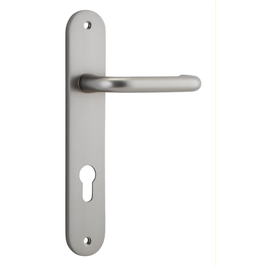 Iver Door Handle Oslo Oval Euro Pair Satin Nickel