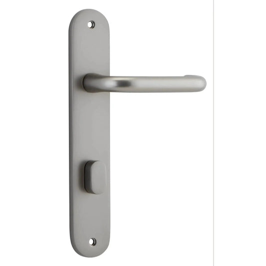 Iver Door Handle Oslo Oval Privacy Pair Satin Nickel