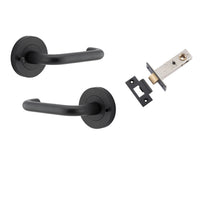 Iver Door Handle Oslo Round Rose Inbuilt Privacy Pair Kit Matt Black