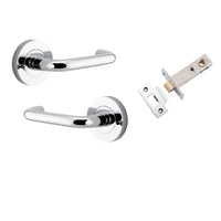 Iver Door Handle Oslo Round Rose Inbuilt Privacy Pair Kit Polished Chrome