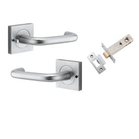 Iver Door Handle Oslo Square Rose Inbuilt Privacy Pair Kit Brushed Chrome