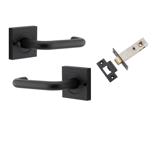 Iver Door Handle Oslo Square Rose Inbuilt Privacy Pair Kit Matt Black