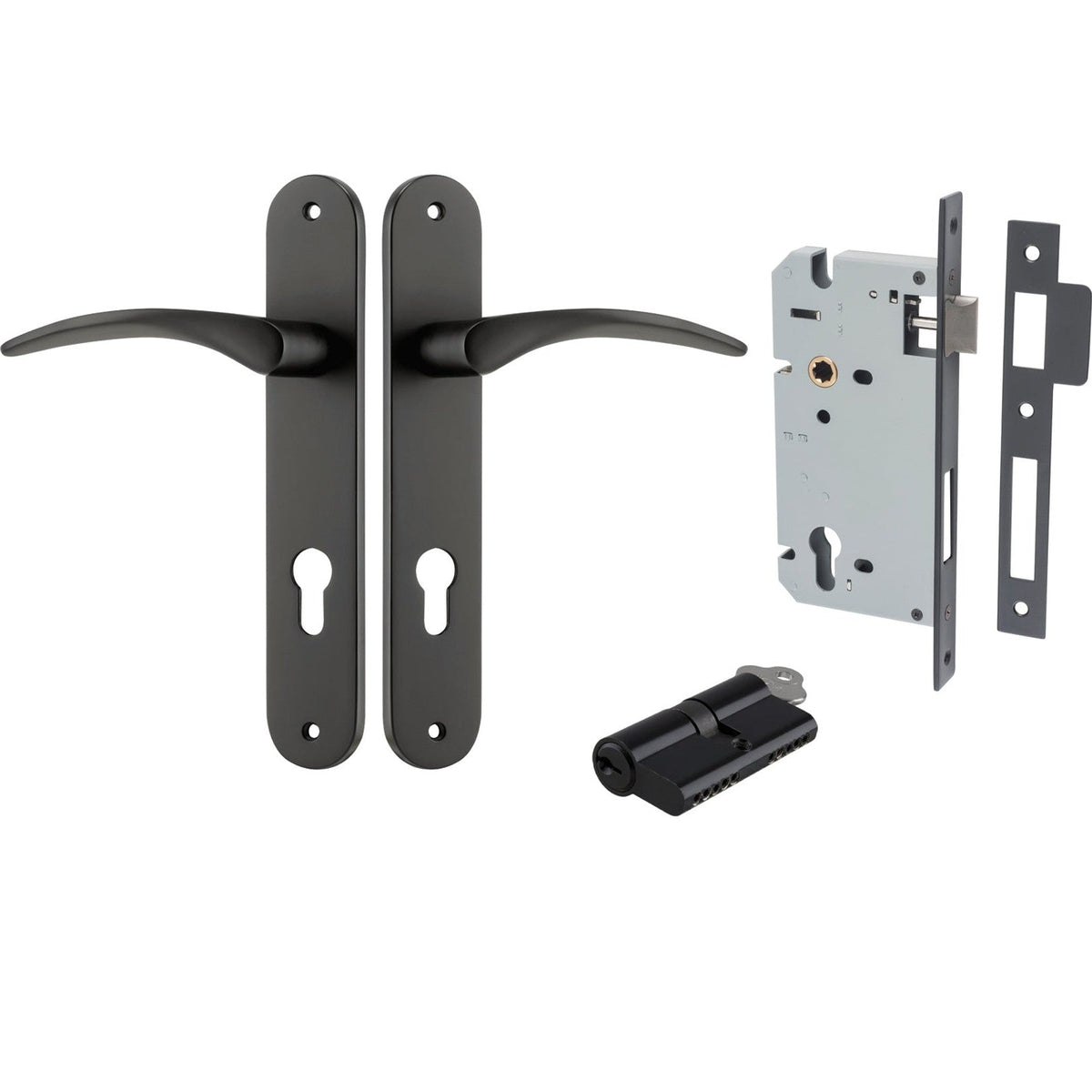 Iver Door Handle Oxford Oval Euro Key/Key Matt Black Entrance Kit ...