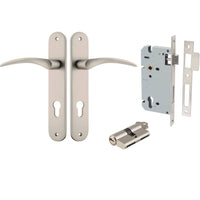 Iver Door Handle Oxford Oval Euro Key/Key Satin Nickel Entrance Kit