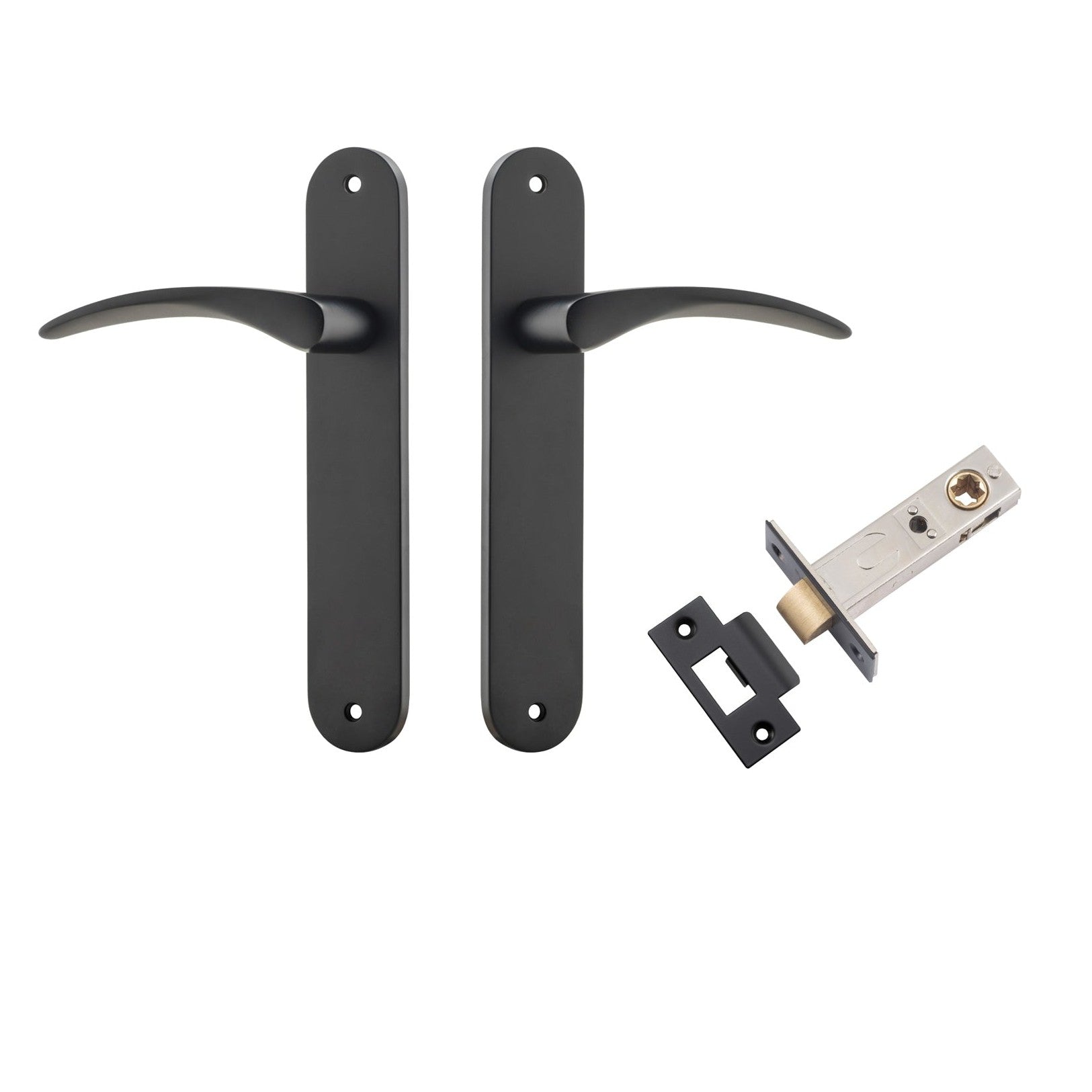 Iver Door Handle Oxford Oval Latch Matt Black Passage Kit