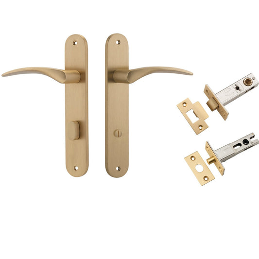 Iver Door Handle Oxford Oval Privacy Brushed Brass Inbuilt Privacy Kit