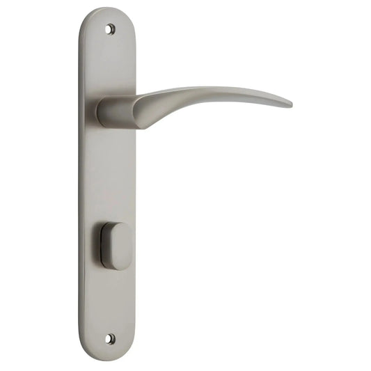 Iver Door Handle Oxford Oval Privacy Pair Satin Nickel