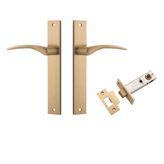 Iver Door Handle Oxford Rectangular Latch Brushed Brass Passage Kit