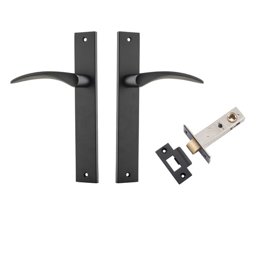 Iver Door Handle Oxford Rectangular Latch Matt Black Passage Kit