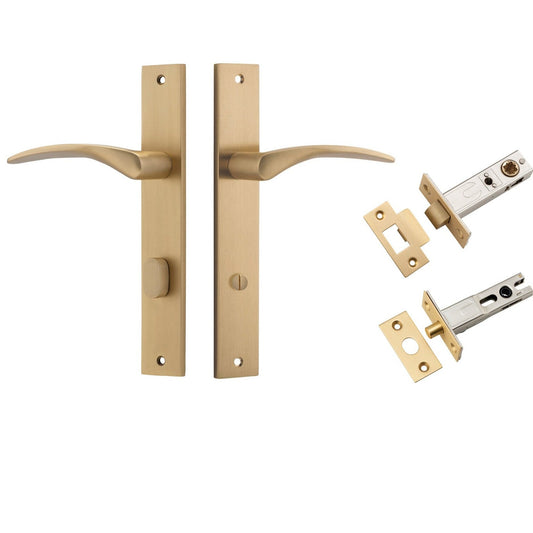 Iver Door Handle Oxford Rectangular Privacy Brushed Brass Inbuilt Privacy Kit