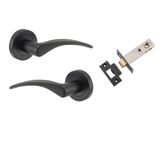 Iver Door Handle Oxford Round Rose Pair Matt Black Passage Kit