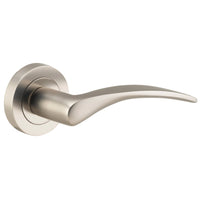 Iver Door Handle Oxford Round Rose Pair Satin Nickel