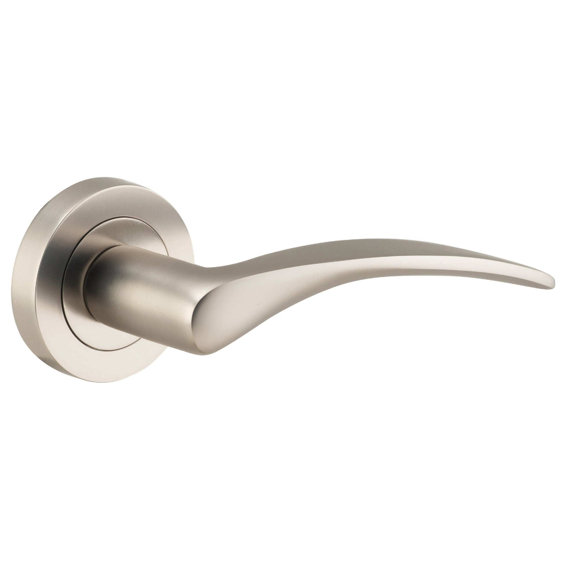 Iver Door Handle Oxford Round Rose Pair Satin Nickel