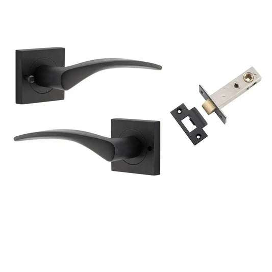 Iver Door Handle Oxford Square Rose Inbuilt Privacy Pair Kit Matt Black