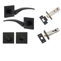 Iver Door Handle Oxford Square Rose Pair Matt Black Privacy Kit