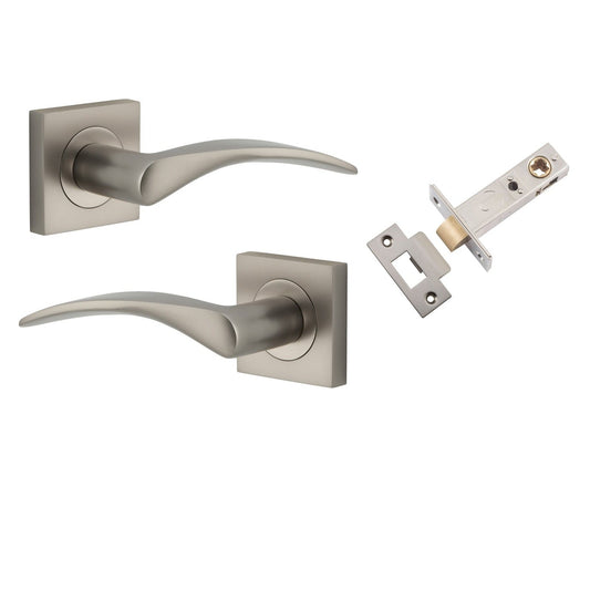 Iver Door Handle Oxford Square Rose Pair Satin Nickel Passage Kit