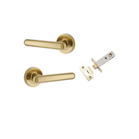 Iver Door Handle Puerto Rose Round Brushed Gold PVD Inbuilt Privacy Kit