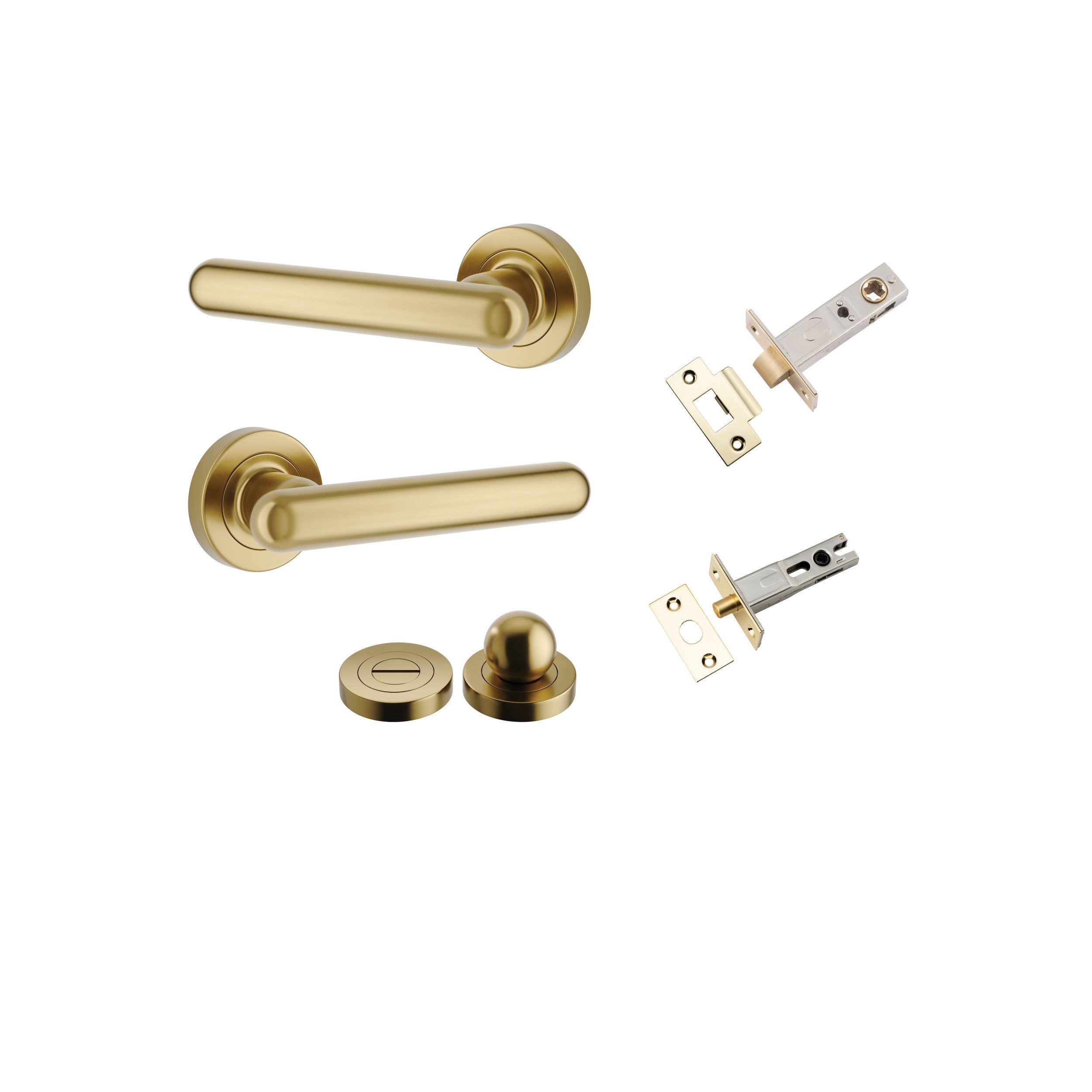 Iver Door Handle Puerto Rose Round Brushed Gold PVD Seperate Privacy Kit