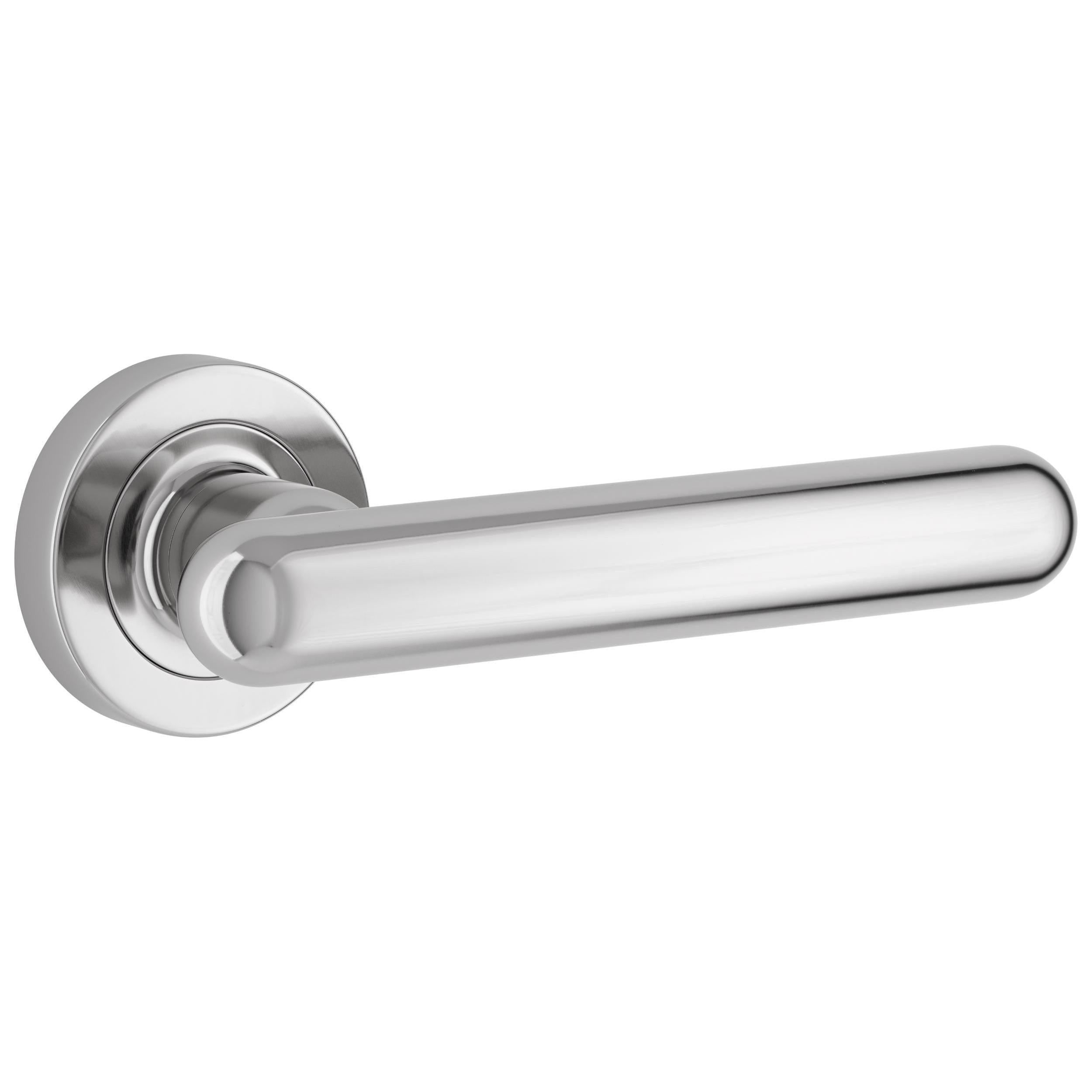 Iver Door Handle Puerto Rose Round Latch Pair Polished Chrome