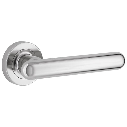 Iver Door Handle Puerto Rose Round Latch Pair Polished Chrome