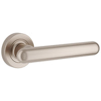 Iver Door Handle Puerto Rose Round Latch Pair Satin Nickel