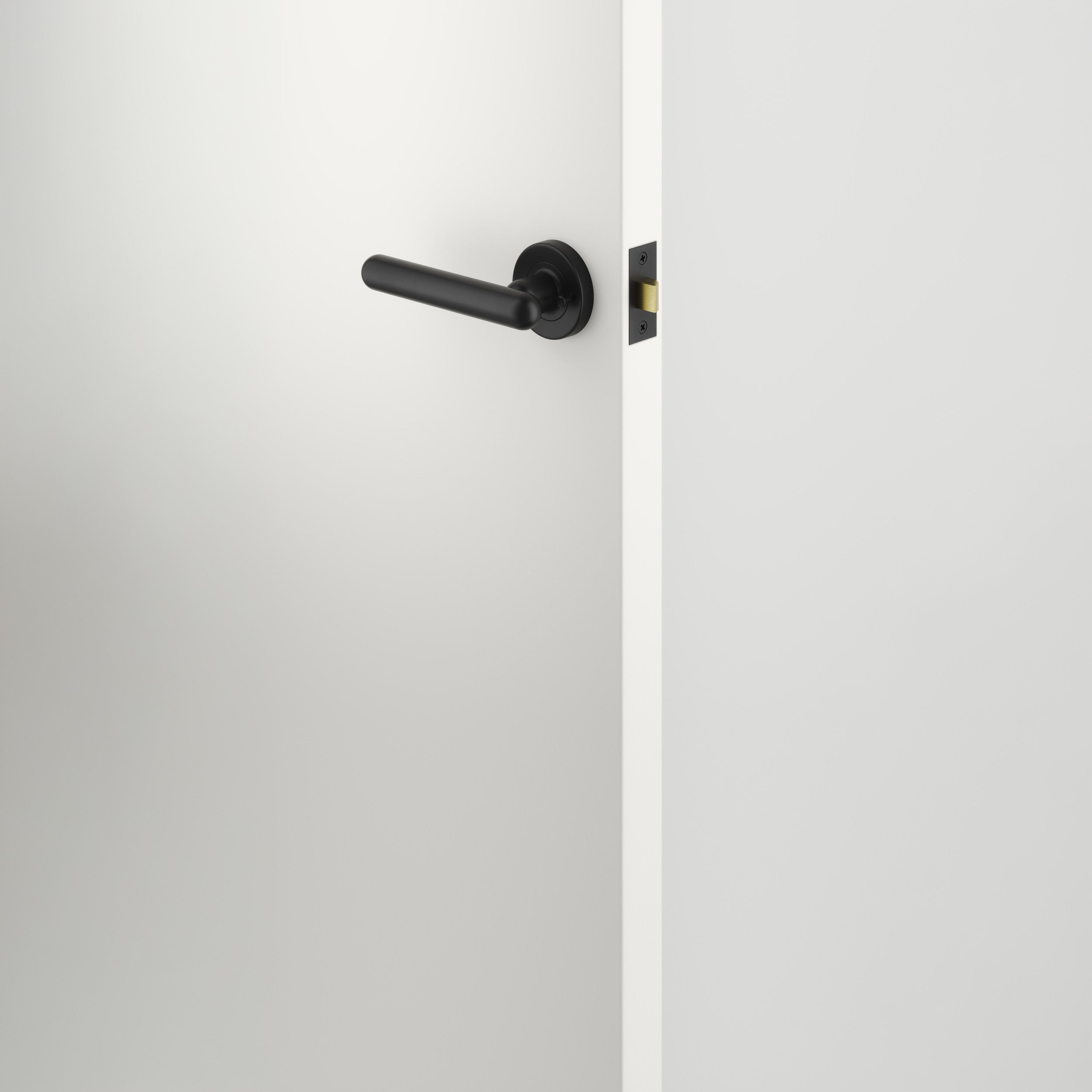 Iver Door Handle Puerto Rose Round Matt Black Inbuilt Privacy Kit