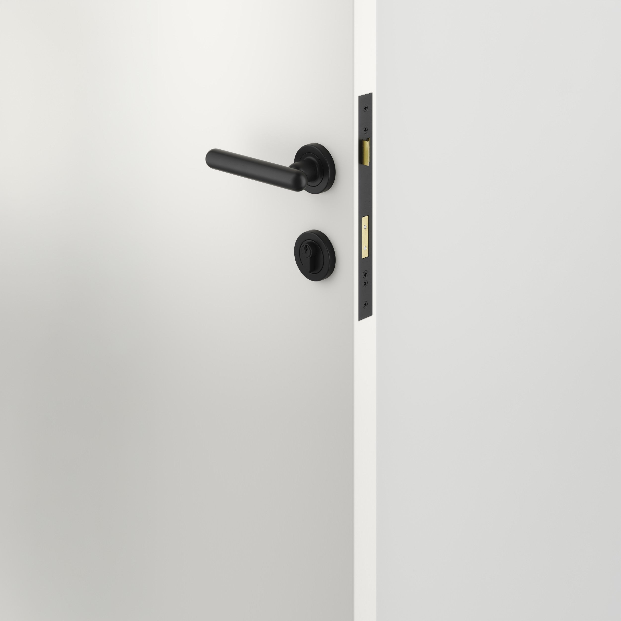 Iver Door Handle Puerto Rose Round Matt Black Key / Key Entrance Kit