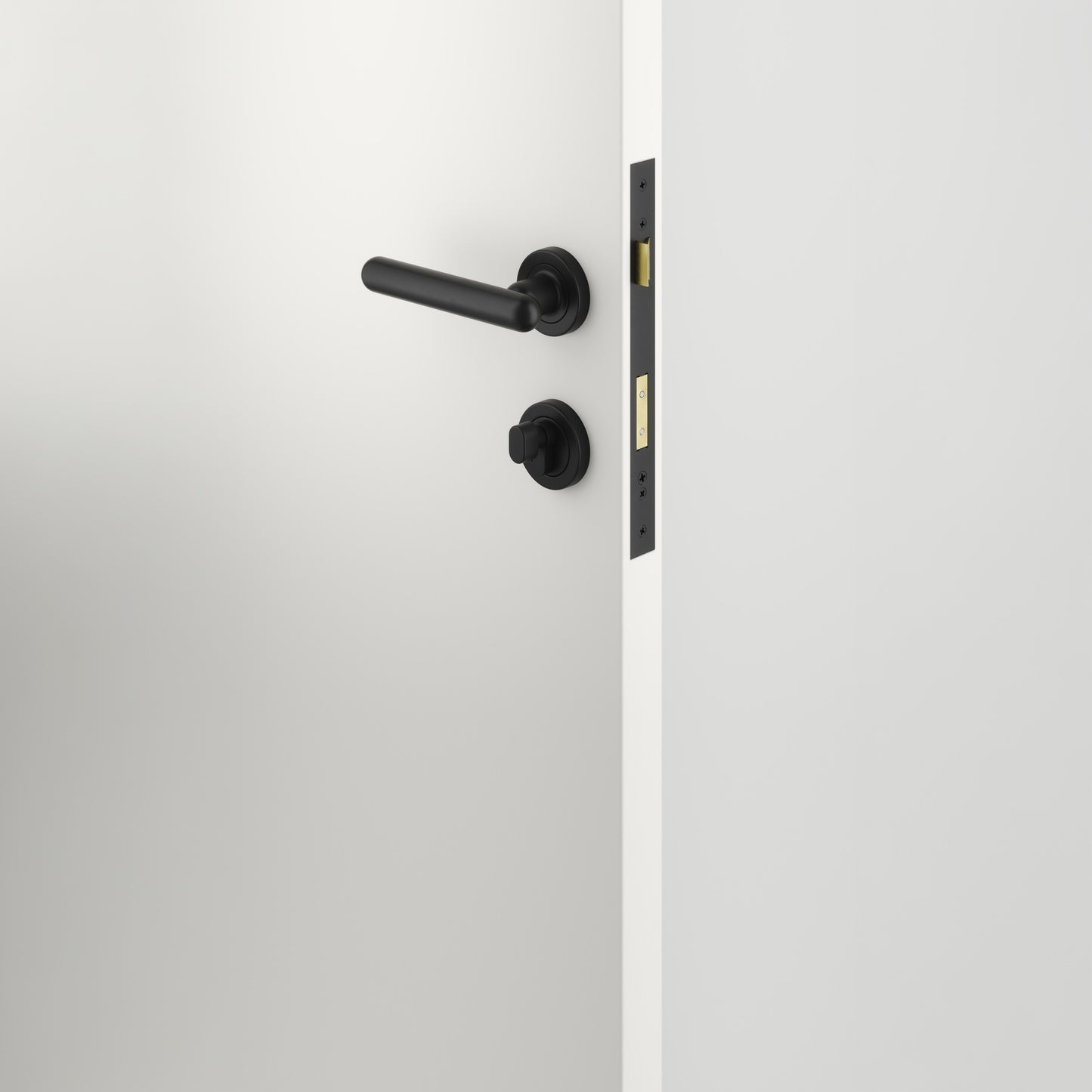Iver Door Handle Puerto Rose Round Matt Black Key / Thumb Entrance Kit