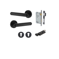 Iver Door Handle Puerto Rose Round Matt Black Key / Thumb Entrance Kit