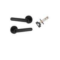 Iver Door Handle Puerto Rose Round Matt Black Passage Kit