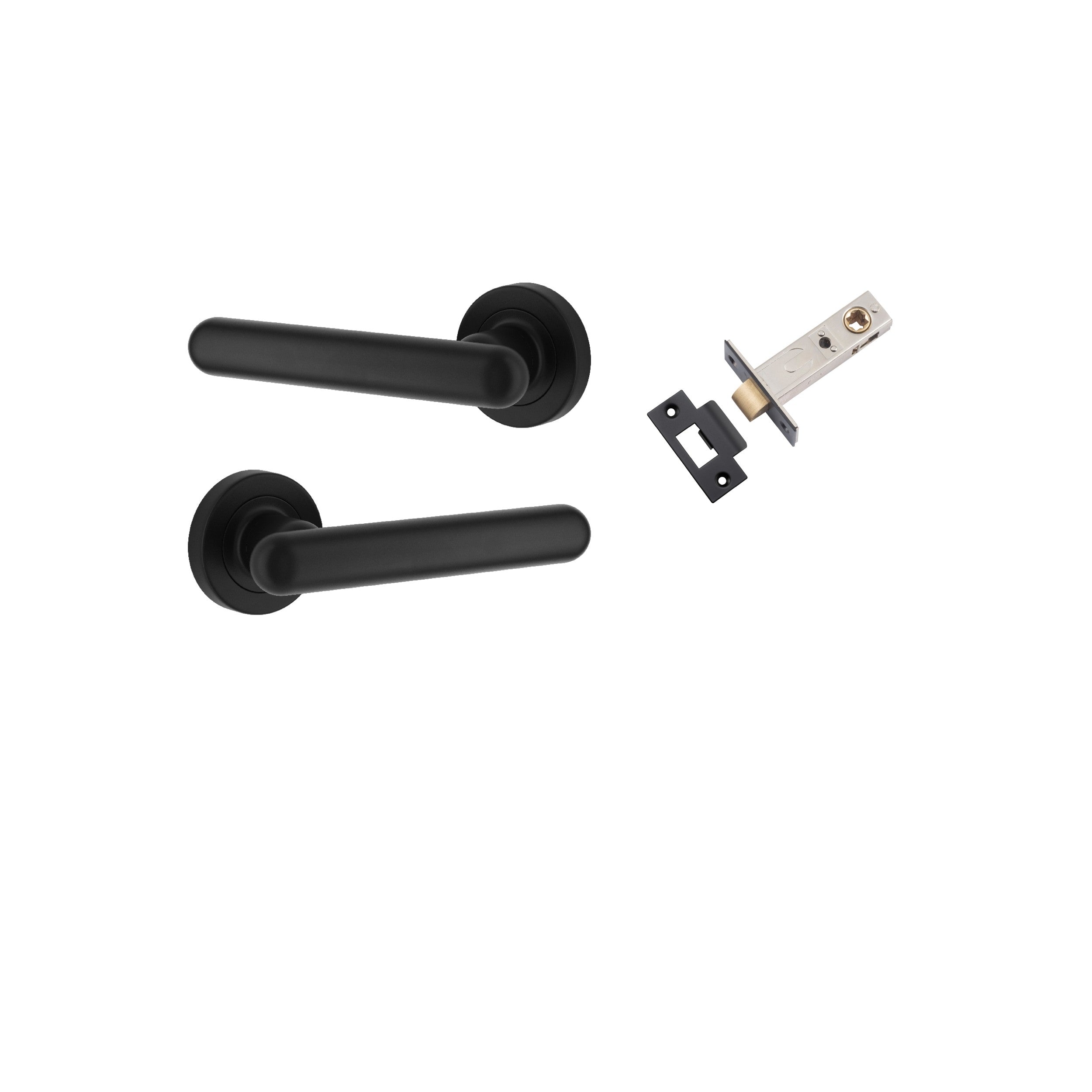 Iver Door Handle Puerto Rose Round Matt Black Passage Kit