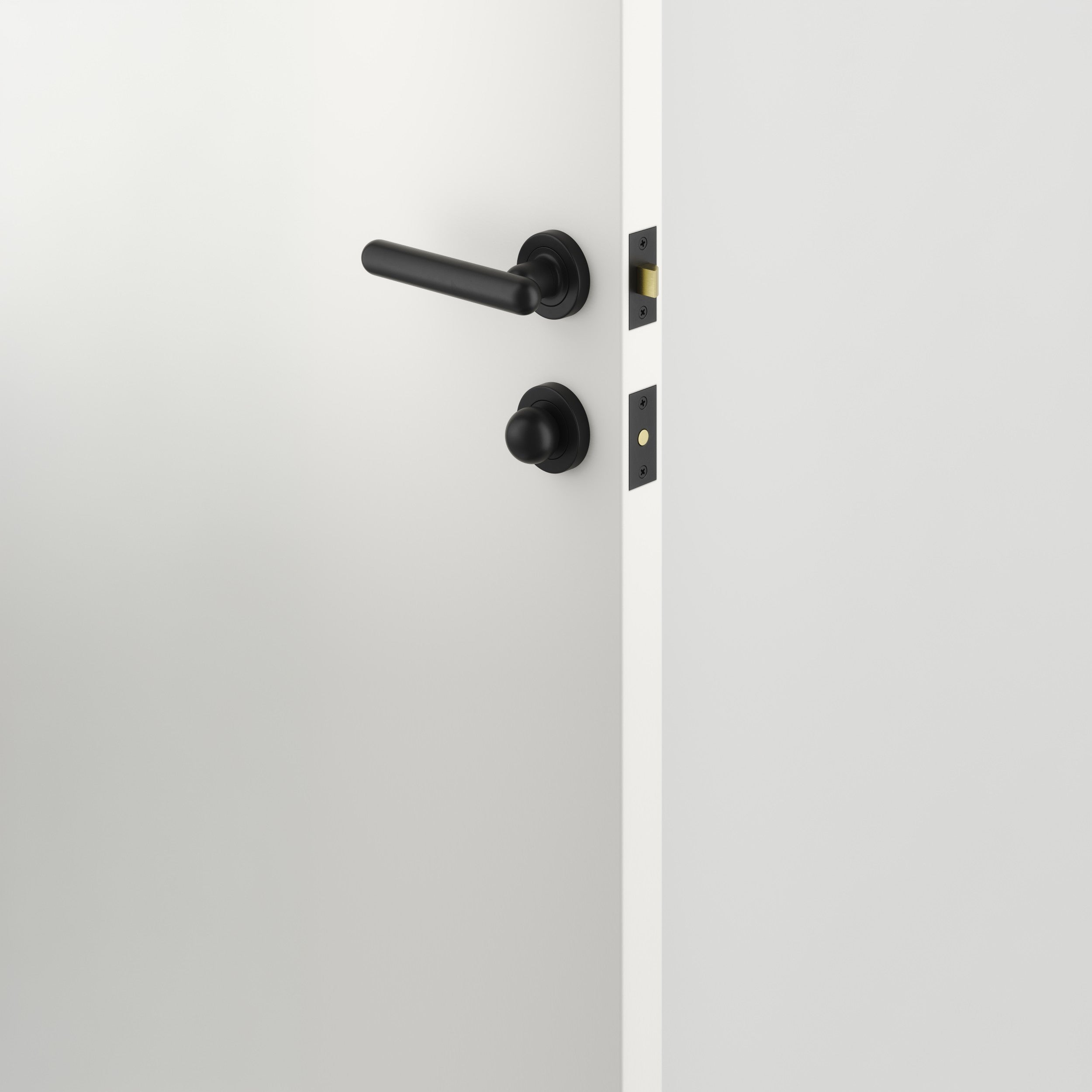 Iver Door Handle Puerto Rose Round Matt Black Seperate Privacy Kit