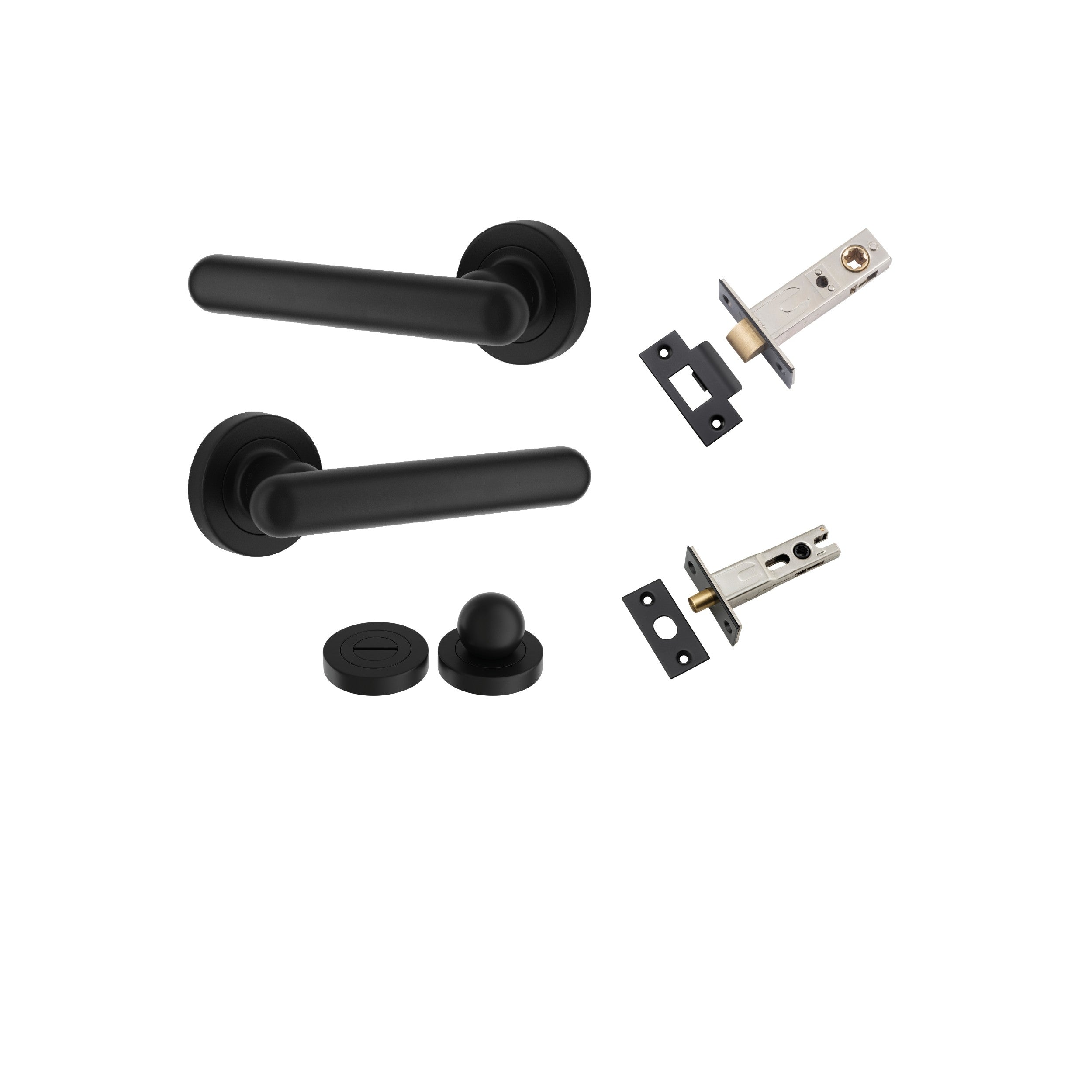 Iver Door Handle Puerto Rose Round Matt Black Seperate Privacy Kit