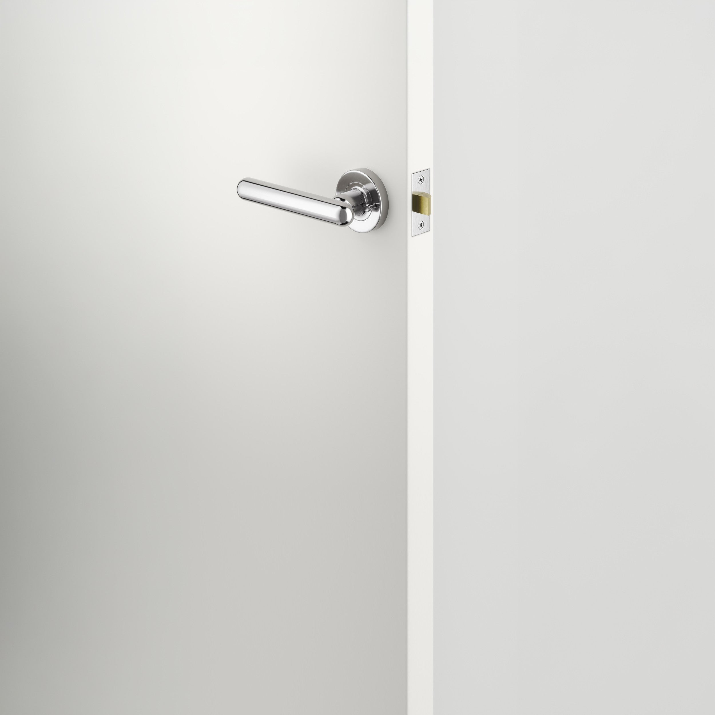 Iver Door Handle Puerto Rose Round Polished Chrome Inbuilt Privacy Kit