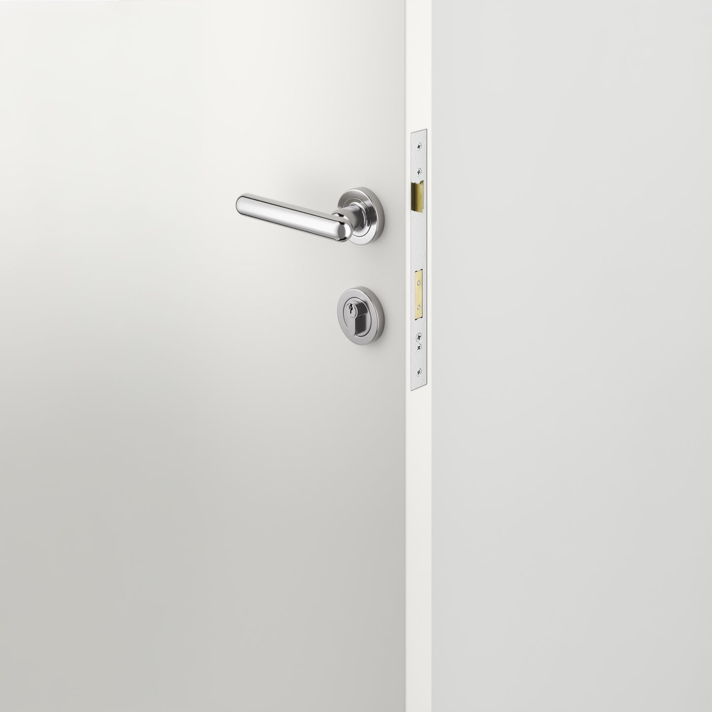 Iver Door Handle Puerto Rose Round Polished Chrome Key / Key Entrance Kit