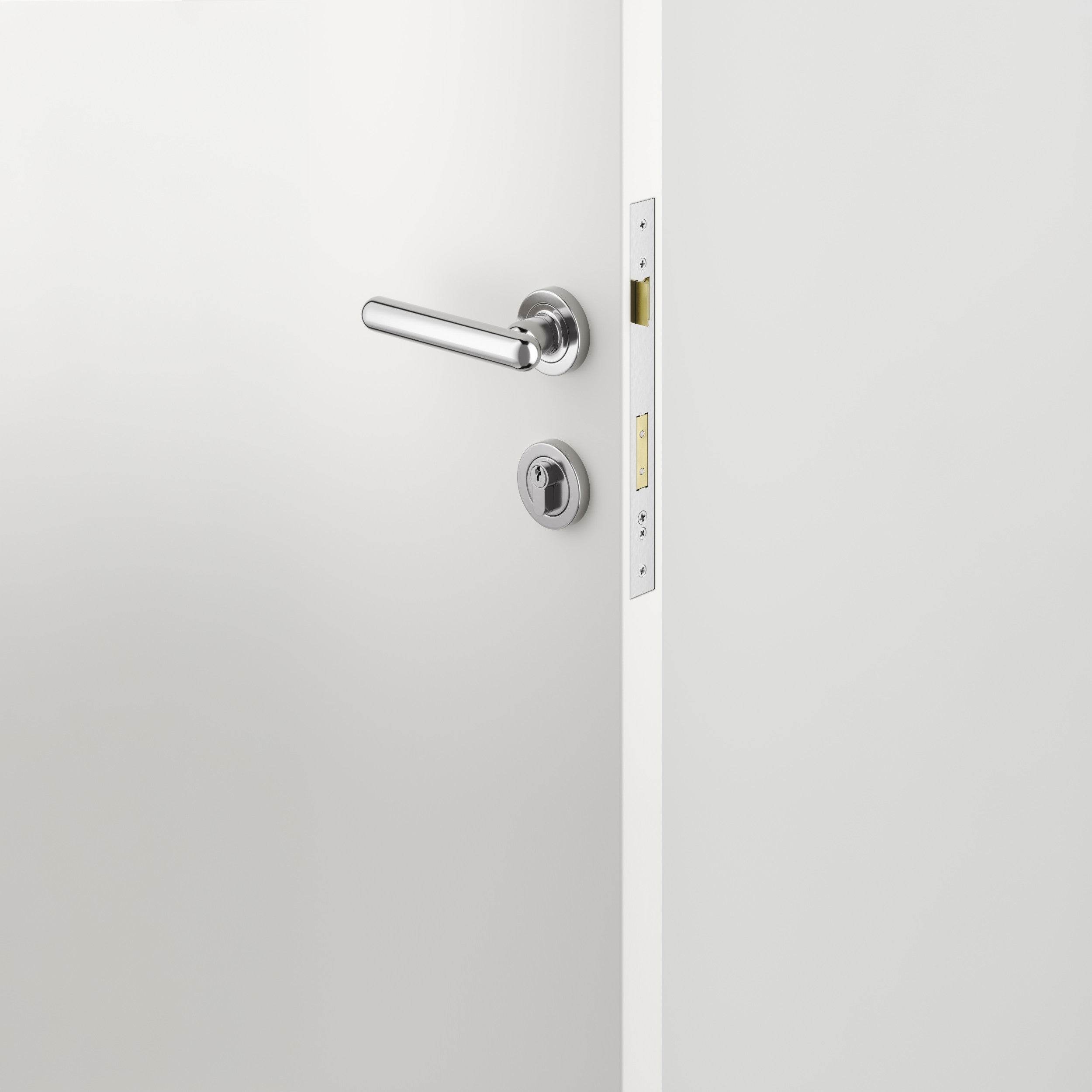 Iver Door Handle Puerto Rose Round Polished Chrome Key / Key Entrance Kit