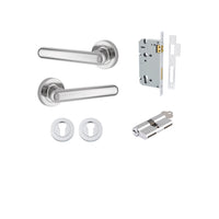 Iver Door Handle Puerto Rose Round Polished Chrome Key / Key Entrance Kit