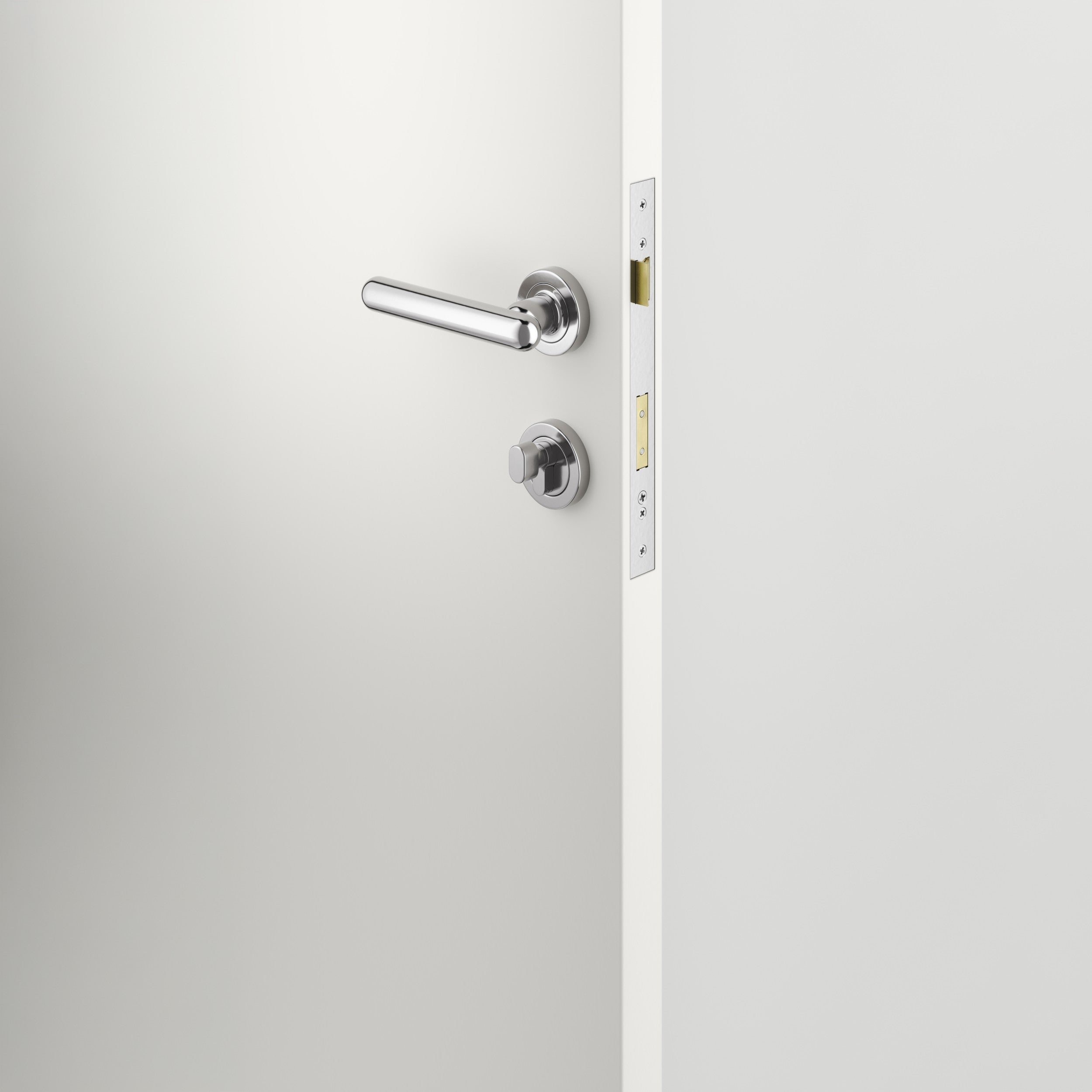 Iver Door Handle Puerto Rose Round Polished Chrome Key / Thumb Entrance Kit