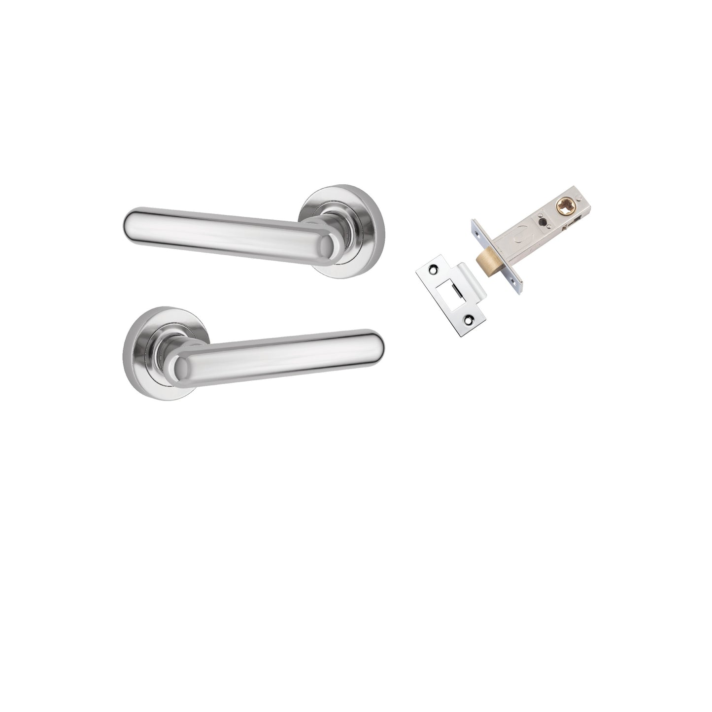 Iver Door Handle Puerto Rose Round Polished Chrome Passage Kit