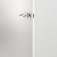 Iver Door Handle Puerto Rose Round Satin Nickel Inbuilt Privacy Kit