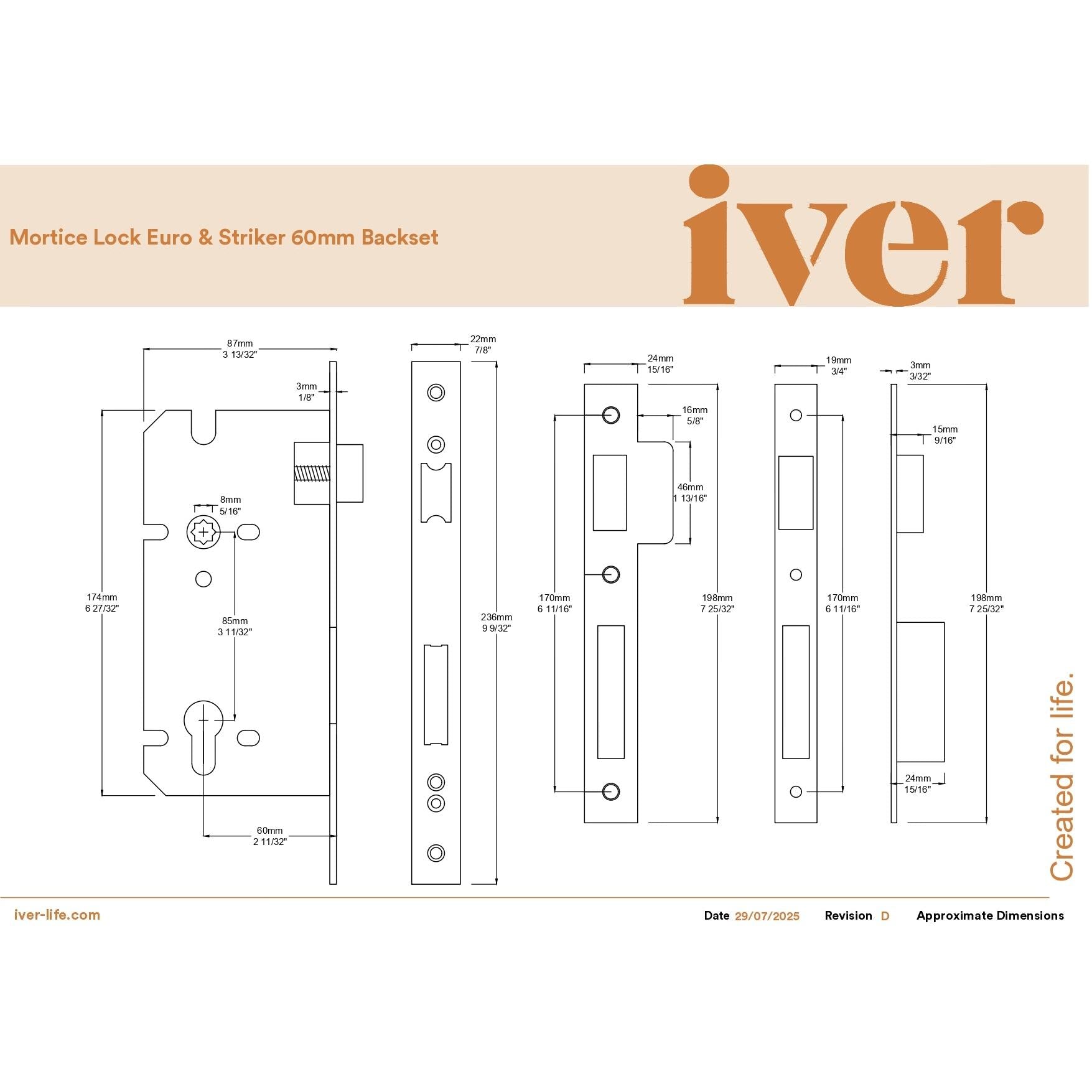 Iver Door Handle Puerto Rose Round Signature Brass Key / Key Entrance Kit