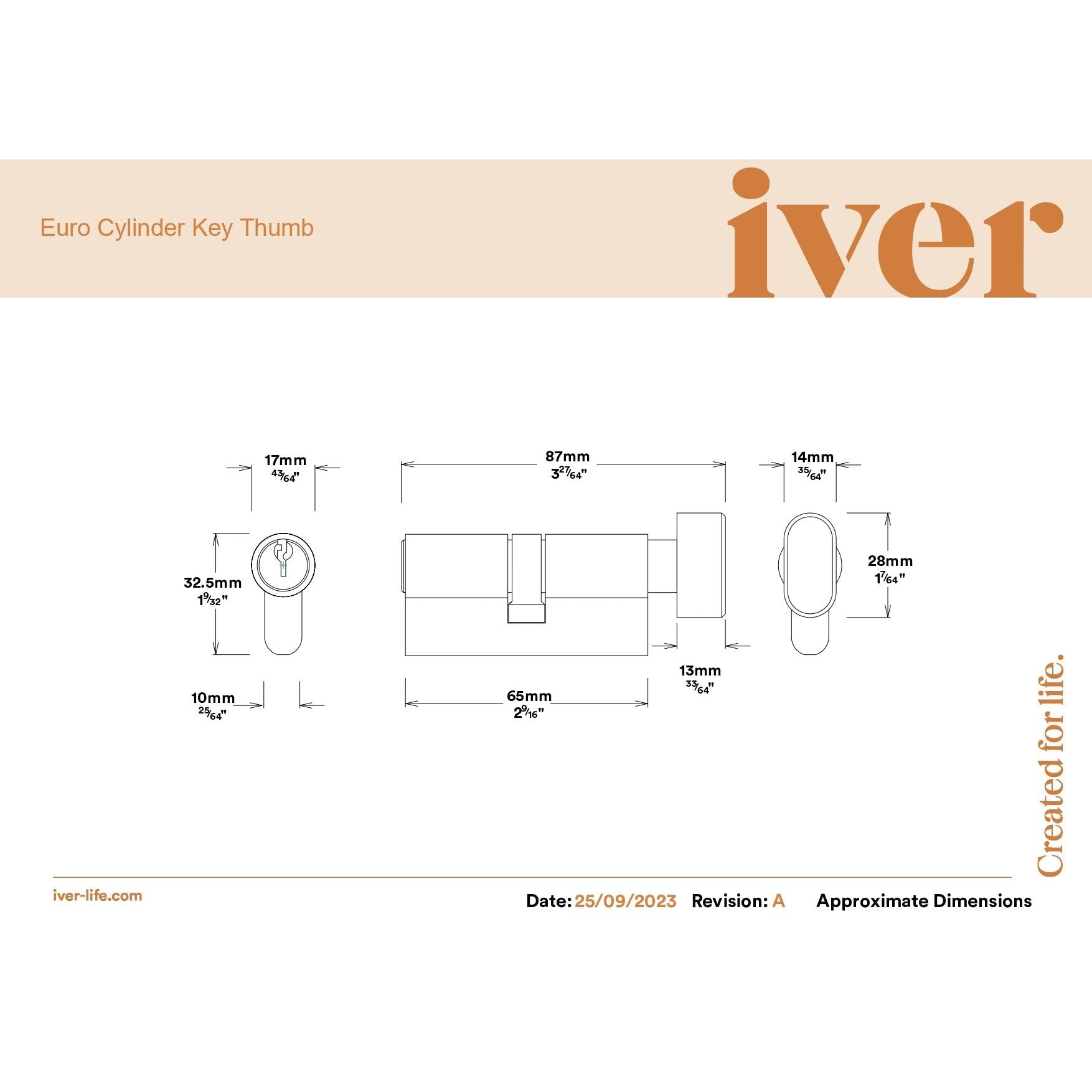 Iver Door Handle Puerto Rose Round Signature Brass Key / Thumb Entrance Kit