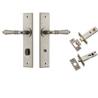 Iver Door Handle Sarlat Chamfered Privacy Distressed Nickel Privacy Kit