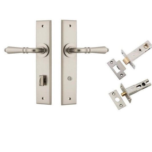 Iver Door Handle Sarlat Chamfered Privacy Satin Nickel Privacy Kit