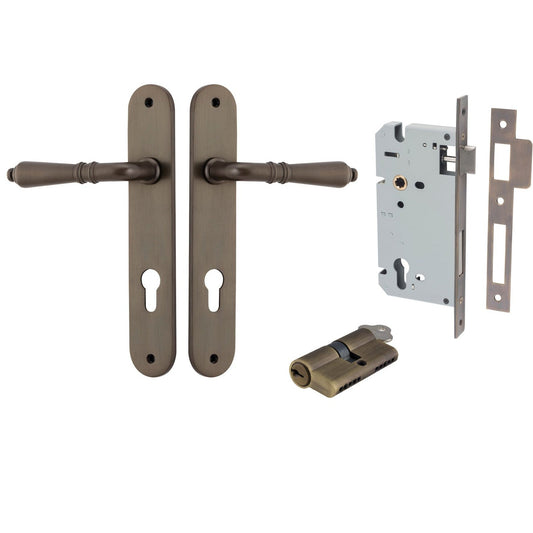 Iver Door Handle Sarlat Oval Euro Key/Key Signature Brass Entrance Kit