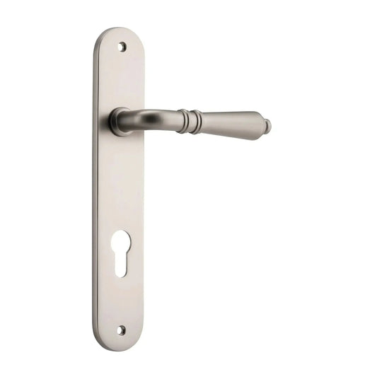 Iver Door Handle Sarlat Oval Euro Pair Satin Nickel