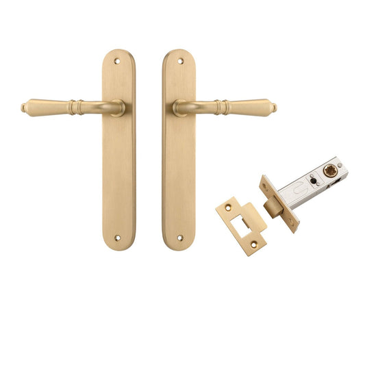 Iver Door Handle Sarlat Oval Latch Brushed Brass Passage Kit