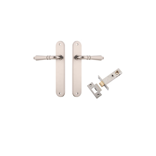 Iver Door Handle Sarlat Oval Latch Satin Nickel Passage Kit
