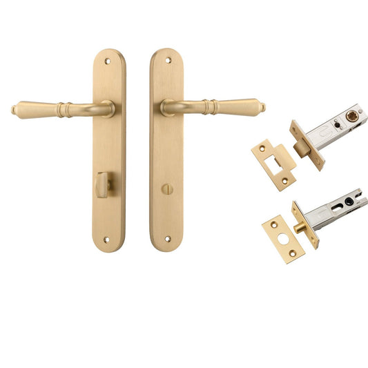 Iver Door Handle Sarlat Oval Privacy Brushed Brass Inbuilt Privacy Kit