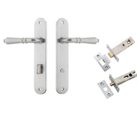 Iver Door Handle Sarlat Oval Privacy Brushed Chrome Inbuilt Privacy Kit